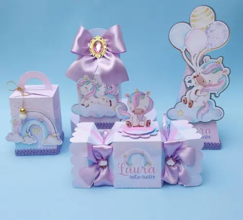 Kit Unicórnio Lilás Luxo 40 Peças