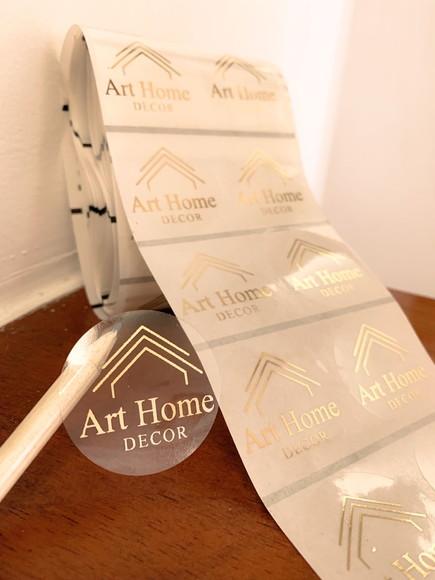 100 Adesivo Transparente Hot Stamping 4cm Dourado