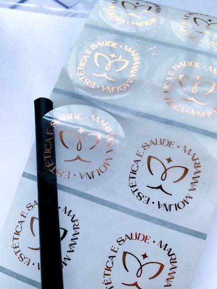 100 Adesivo Transparente Hot Stamping 4cm Rosé Gold