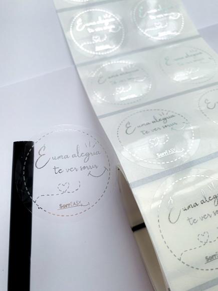 100 Adesivo Transparente Hot Stamping 4cm Prata