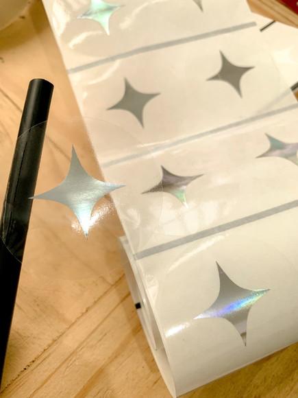 100 Adesivo Transparente Hot Stamping 5cm Prata