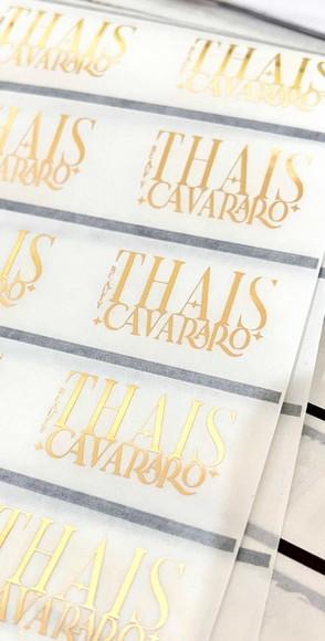 1000 Adesivo Transparente Hot Stamping 4x8cm Dourado