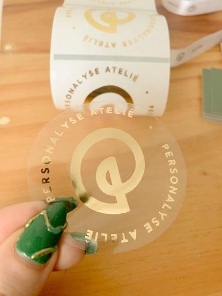 250 Adesivo Transparente Hot Stamping 6cm Dourado