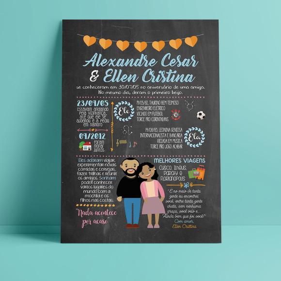 Chalkboard Casal: Pôster em PVC A3