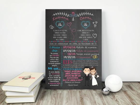 Chalkboard Casamento A3 Pôster em Pvc