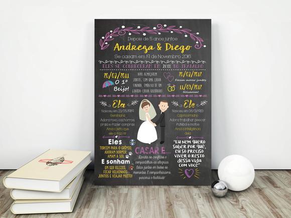 Chalkboard Casamento A3 Pôster em Pvc