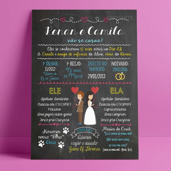 Chalkboard Casamento A3 Pôster em Pvc