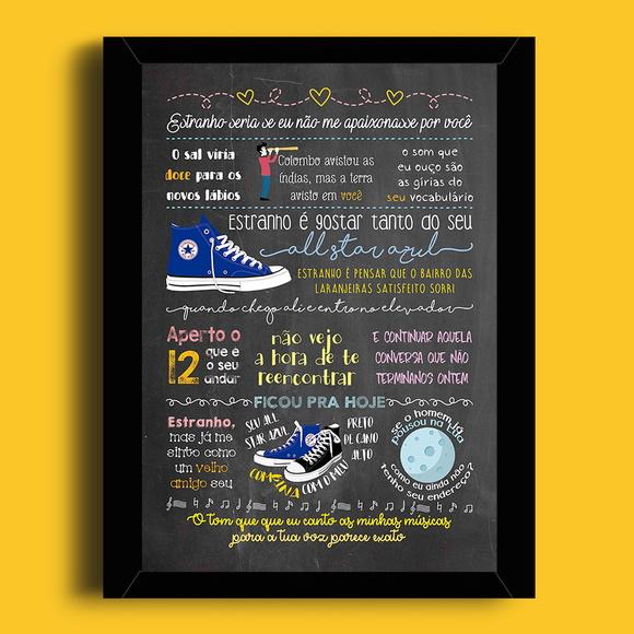 Chalkboard Música - A3 + Moldura