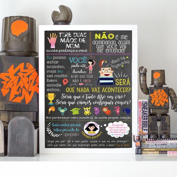 Chalkboard Música - A4 com Moldura