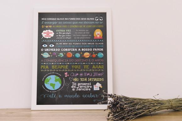 Chalkboard Música - A4 com Moldura