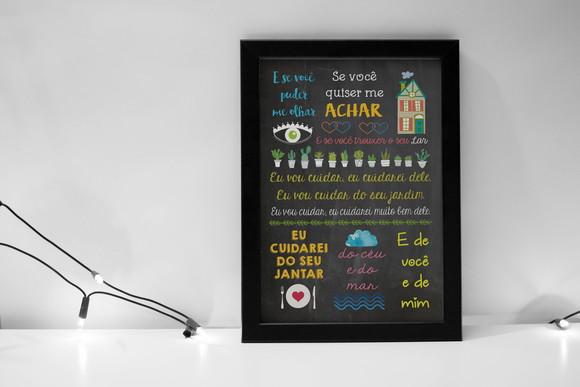 Chalkboard Música - A4 com Moldura
