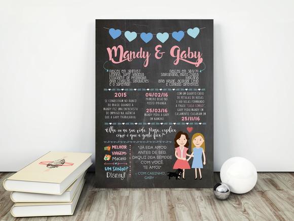 Chalkboard Namorados - Pôster em PVC A2