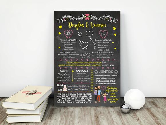 Chalkboard Namorados - Pôster em PVC A2