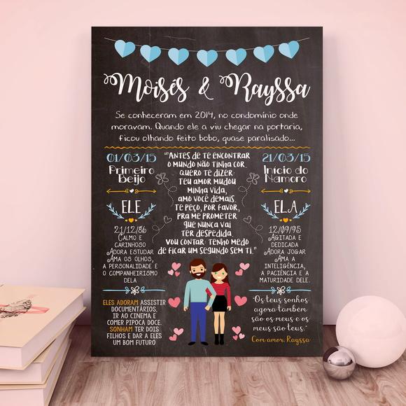 Chalkboard Namorados - Pôster em PVC A2