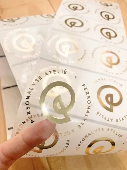 100 Adesivo Transparente Hot Stamping 5cm Dourado