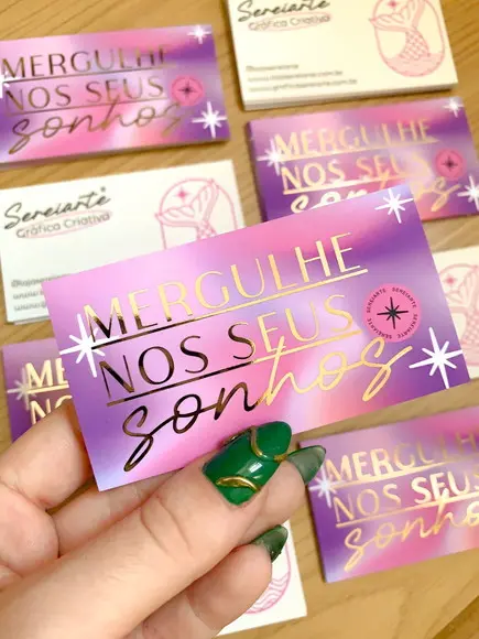 100 Cartão de Visita Hot Stamping Prata Dourado