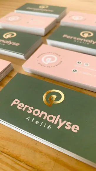 100 Cartão de Visita Hot Stamping Prata Dourado