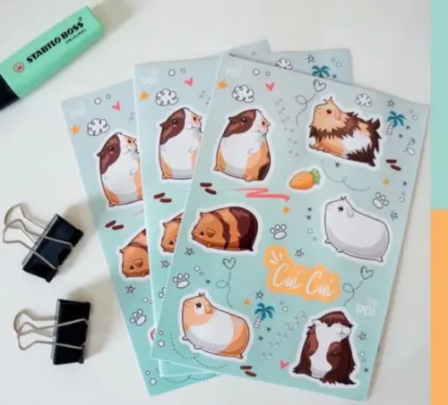 150 Cartela de Adesivos Personalizada A5 15x21 com Sua Arte