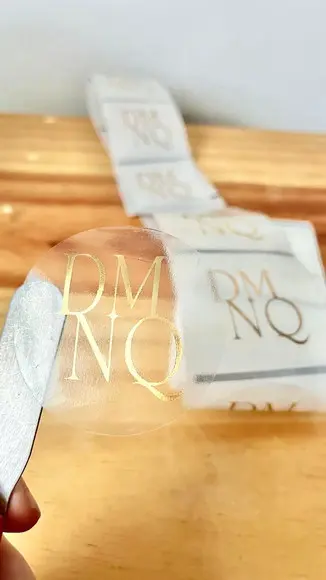 250 Adesivo Transparente Hot Stamping 4 cm Dourado