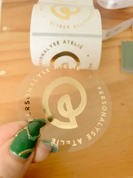 250 Adesivo Transparente Hot Stamping 6cm Dourado