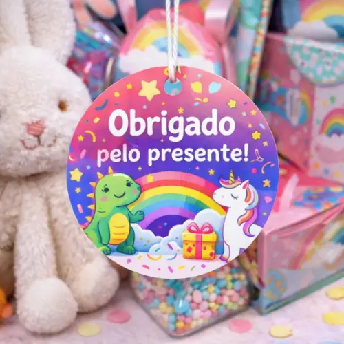 250 Tag Redonda 6cm com Furo Personalizada com Sua Arte