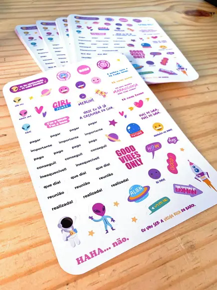 30 Cartela de Adesivo Personalizada A5 15x21 com a Sua Arte!