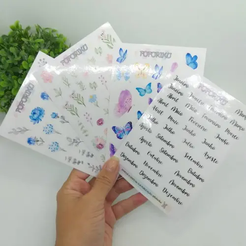 40 Cartela de Adesivo A6 Transparente Personalizada Sua Arte