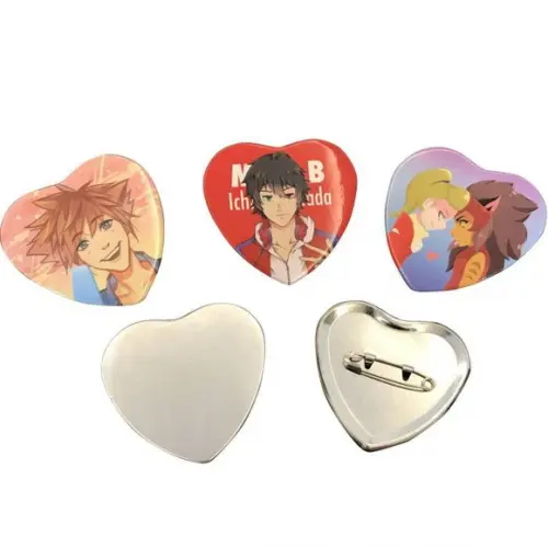 48 Botton Coração Personalizado com a Sua Arte Broche Pin