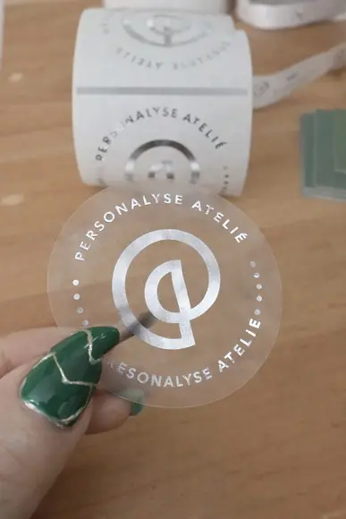50 Adesivo Transparente Hot Stamping 6cm Prata
