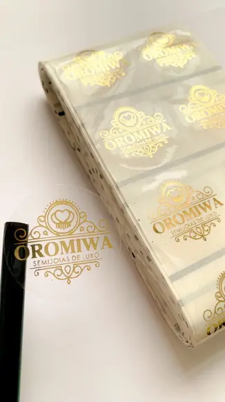 500 Adesivo Transparente Hot Stamping 4cm Dourado