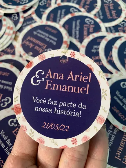 50 Tag Redonda 6cm com Furo Personalizada com Sua Arte