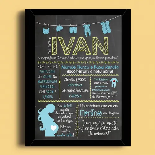 Chalkboard Bebê (A4) + Moldura