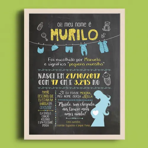 Chalkboard Bebê A3 + Moldura
