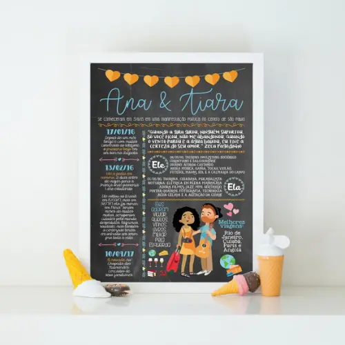 Chalkboard Casal A4 + Moldura