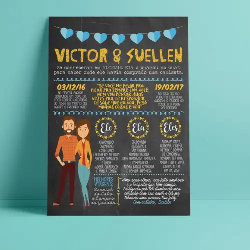 Chalkboard Casal: Pôster em PVC A3