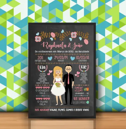 Chalkboard Casamento A3 + Moldura