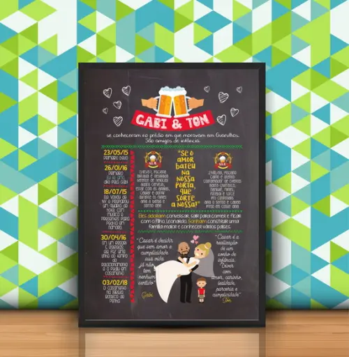 Chalkboard Casamento A3 + Moldura