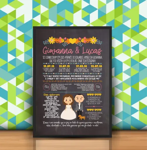 Chalkboard Casamento A3 + Moldura