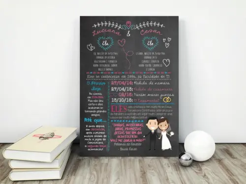 Chalkboard Casamento A3 Pôster em Pvc