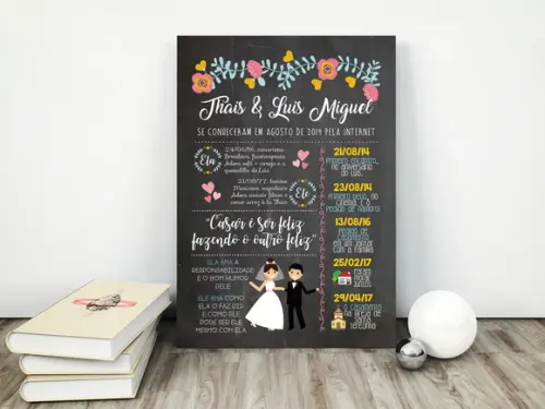 Chalkboard Casamento A3 Pôster em Pvc