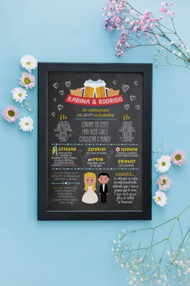 Chalkboard Casamento A4 + moldura