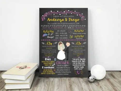 Chalkboard Casamento A3 Pôster em Pvc