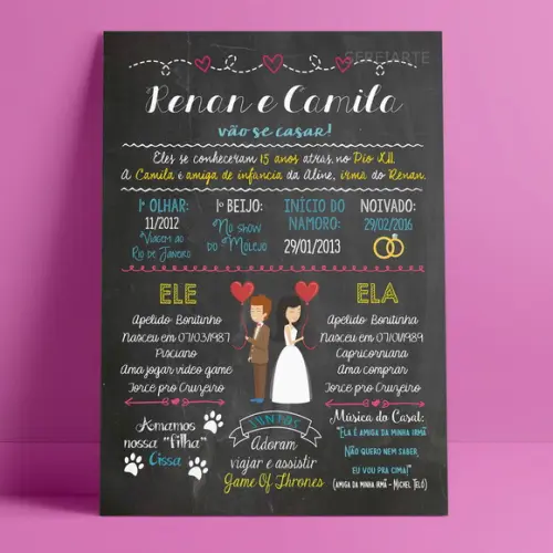 Chalkboard Casamento A3 Pôster em Pvc