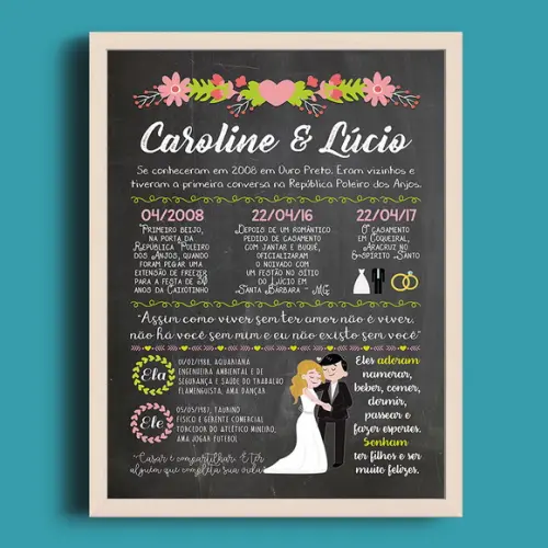 Chalkboard Casamento A4 + moldura