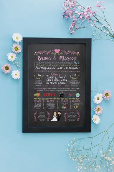 Chalkboard Casamento A4 + moldura