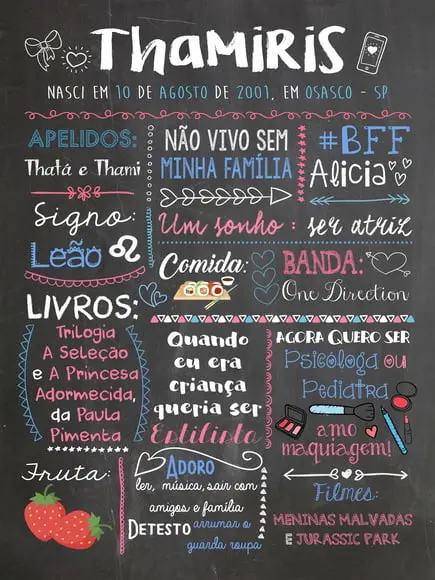Chalkboard Debutante - A3 + Moldura