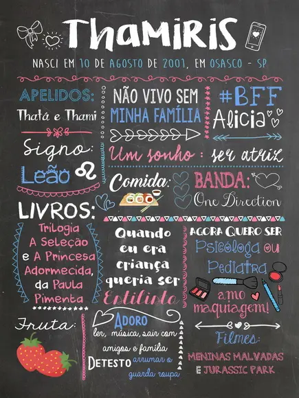 Chalkboard Debutante - A4 + Moldura