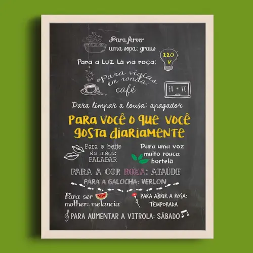 Chalkboard Música - A3 + Moldura