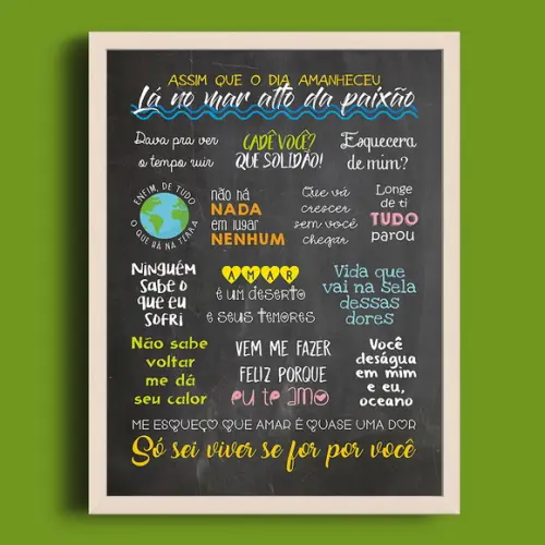 Chalkboard Música - A3 + Moldura