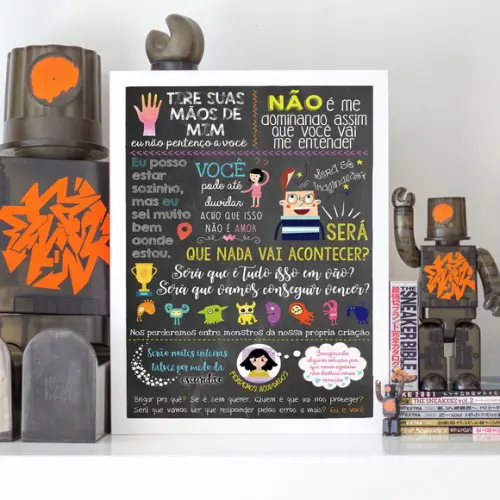 Chalkboard Música - A4 com Moldura